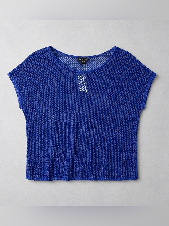 Bay Studio Tops - Bay Studio Royal Blue Open-Knit Crop Top